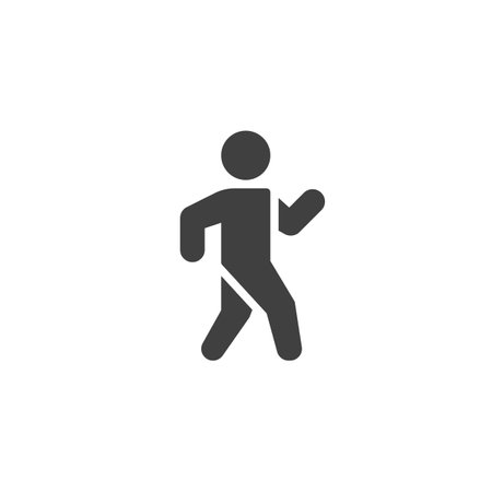 Walking man vector icon. filled flat sign for mobile concept and web design. Person walking glyph icon. Symbol, logo illustration. Vector graphicsのイラスト素材