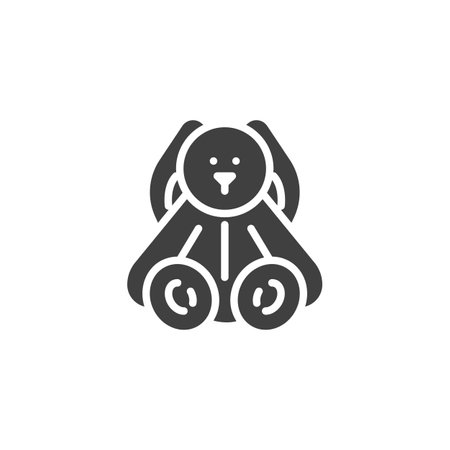 Bunny toy vector icon. filled flat sign for mobile concept and web design. Bunny plush toy glyph icon. Symbol, logo illustration. Vector graphicsのイラスト素材