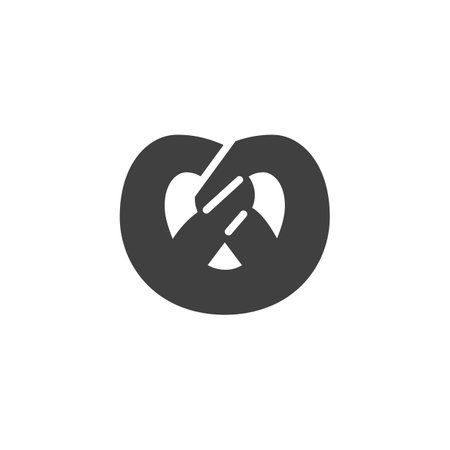 Soft pretzel vector icon. filled flat sign for mobile concept and web design. Pretzel glyph icon. Baked snack symbol, logo illustration. Vector graphicsのイラスト素材