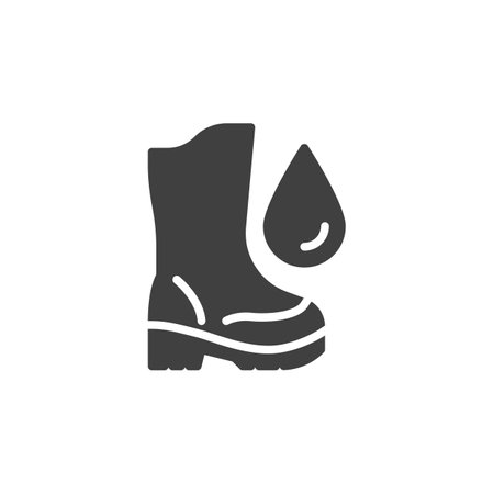 Boot with water drop vector icon. filled flat sign for mobile concept and web design. Waterproof Boot glyph icon. Symbol, logo illustration. Vector graphicsのイラスト素材