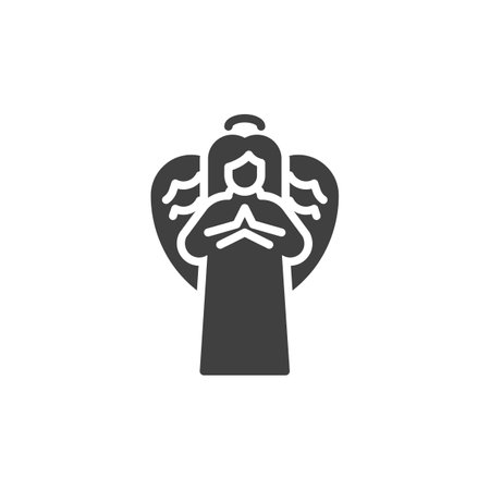 Angel with wings vector icon. filled flat sign for mobile concept and web design. Christmas Angel glyph icon. Symbol, logo illustration. Vector graphicsのイラスト素材
