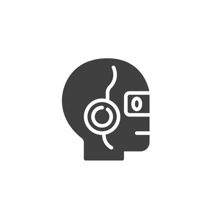 Humanoid robot vector icon. filled flat sign for mobile concept and web design. Robot Face glyph icon. Symbol, logo illustration. Vector graphicsのイラスト素材