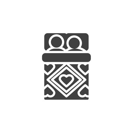 Couple sleeping in bed vector icon. filled flat sign for mobile concept and web design. Couple Bed glyph icon. Symbol, logo illustration. Vector graphicsのイラスト素材