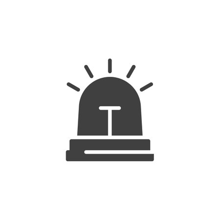 Alarm siren vector icon. filled flat sign for mobile concept and web design. Emergency Siren glyph icon. Symbol, logo illustration. Vector graphicsのイラスト素材