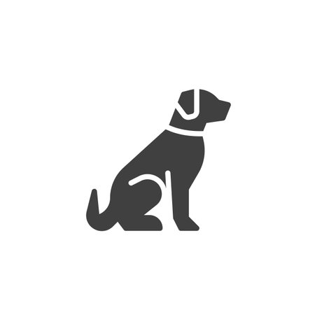 Dog pet vector icon. filled flat sign for mobile concept and web design. Sitting dog glyph icon. Symbol, logo illustration. Vector graphicsのイラスト素材