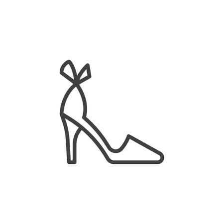 Wedding Shoes line icon. linear style sign for mobile concept and web design. Bridal shoes outline vector icon. Symbol, logo illustration. Vector graphicsのイラスト素材