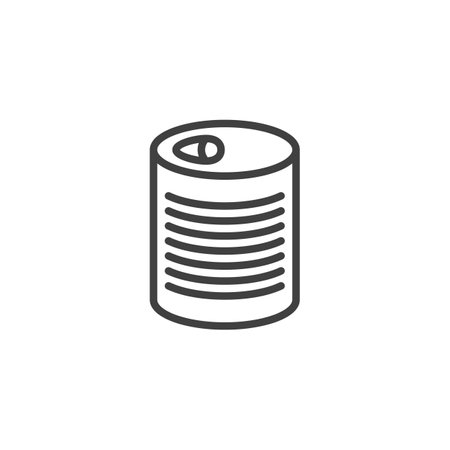 Tin Can line icon. linear style sign for mobile concept and web design. A cylindrical metal can outline vector icon. Symbol, logo illustration. Vector graphicsのイラスト素材