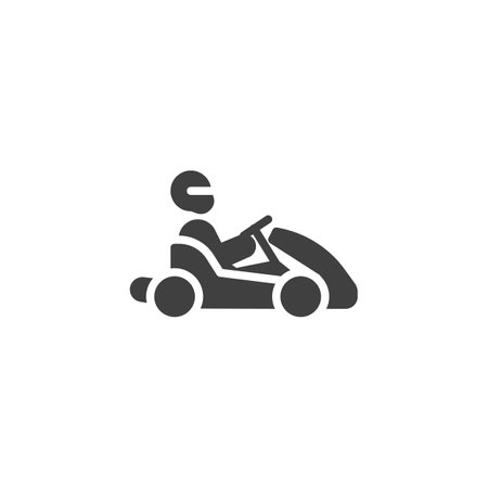 Go-kart racing vector icon. filled flat sign for mobile concept and web design. Kart Racing glyph icon. Symbol, logo illustration. Vector graphicsのイラスト素材