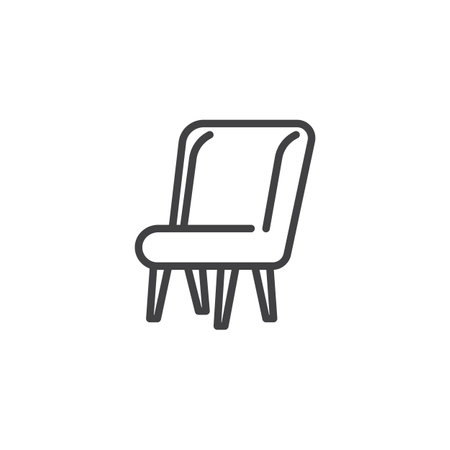 Accent Chair line icon. linear style sign for mobile concept and web design. Stylish armchair outline vector icon. Symbol, logo illustration. Vector graphicsのイラスト素材