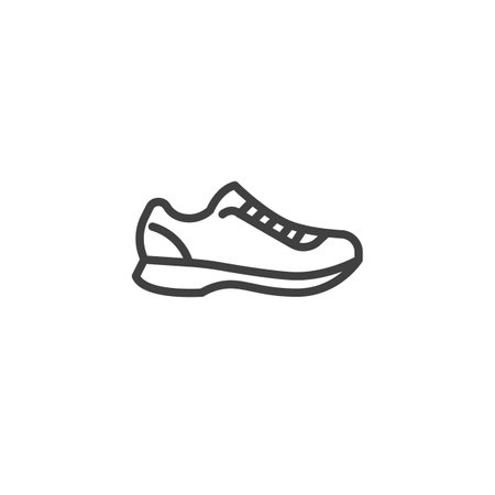 Sneakers line icon. linear style sign for mobile concept and web design. Sport shoes outline vector icon. Symbol, logo illustration. Vector graphicsのイラスト素材