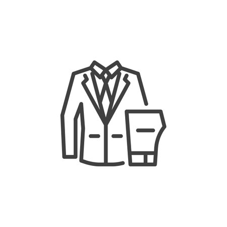 Tuxedo suit line icon. linear style sign for mobile concept and web design. Jacket and trousers suit outline vector icon. Symbol, logo illustration. Vector graphicsのイラスト素材
