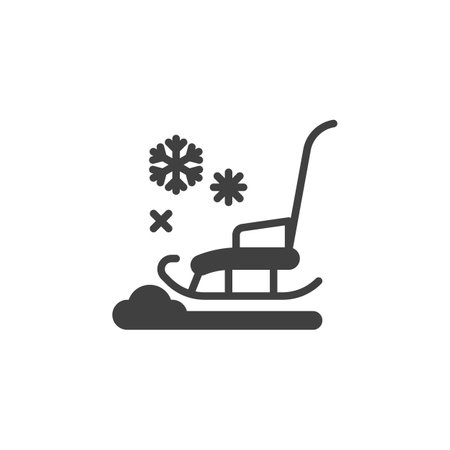 A sled with snow vector icon. filled flat sign for mobile concept and web design. Winter Sled glyph icon. Symbol, logo illustration. Vector graphicsのイラスト素材