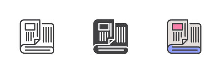 Newspaper icon. News line and glyph version, outline and filled vector sign. linear and full...