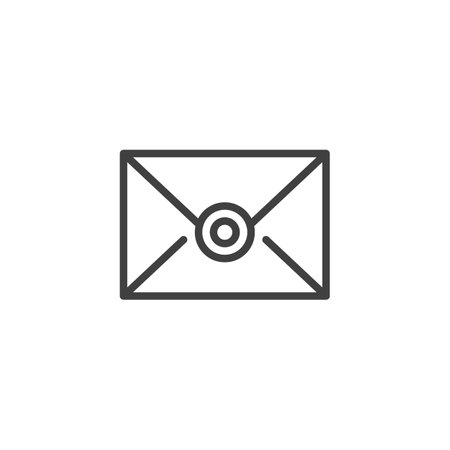 Diplomatic Envelope line icon. linear style sign for mobile concept and web design. An envelope with a seal outline vector icon. Email message symbol, logo illustration. Vector graphicsのイラスト素材