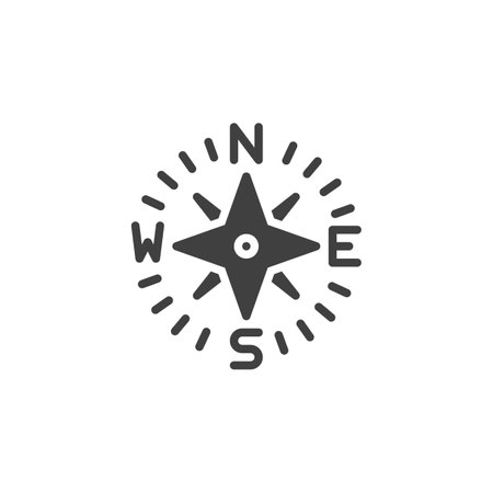 Windrose vector icon. filled flat sign for mobile concept and web design. Compass Rose glyph icon. Orientation, navigation symbol, logo illustration. Vector graphicsのイラスト素材
