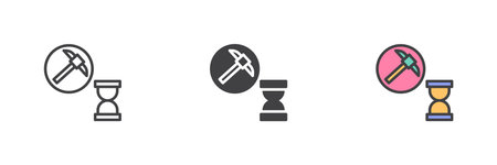 Cryptocurrency mining hush rate different style icon set. Line, glyph and filled outline colorful...