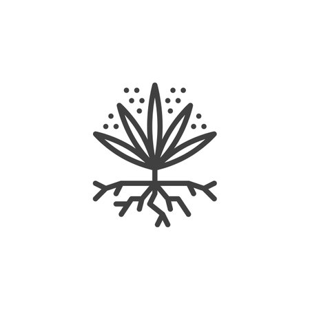 Weeds line icon. linear style sign for mobile concept and web design. A cluster of weeds with roots outline vector icon. Symbol, logo illustration. Vector graphicsのイラスト素材