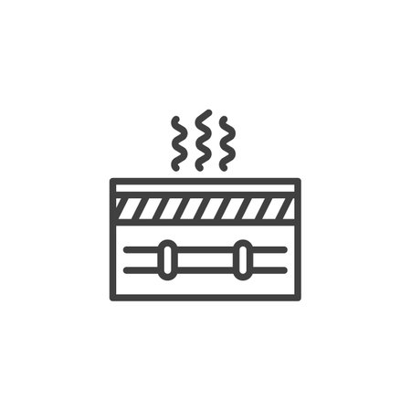 Geothermal Energy line icon. linear style sign for mobile concept and web design. A pipe system underground with heat waves outline vector icon. Symbol, logo illustration. Vector graphicsのイラスト素材