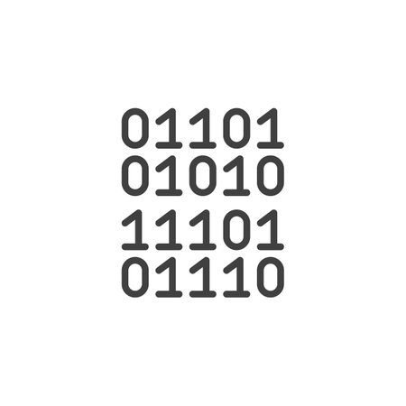 Binary Code line icon. linear style sign for mobile concept and web design. A sequence of zero and one outline vector icon. Low level programming symbol, logo illustration. Vector graphicsのイラスト素材