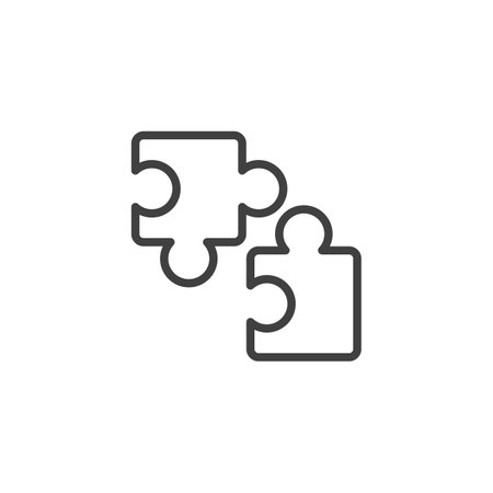 API Integration line icon. linear style sign for mobile concept and web design. Two puzzle pieces outline vector icon. Symbol, logo illustration. Vector graphicsのイラスト素材