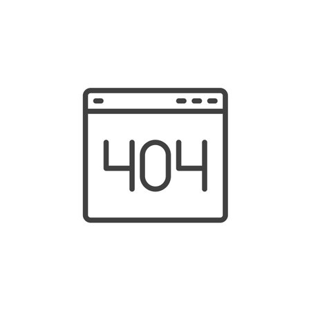 Error 404 line icon. linear style sign for mobile concept and web design. A browser window with...