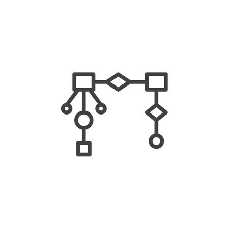 Algorithm Flowchart line icon. linear style sign for mobile concept and web design. Diagram with connected blocks outline vector icon. Symbol, logo illustration. Vector graphicsのイラスト素材