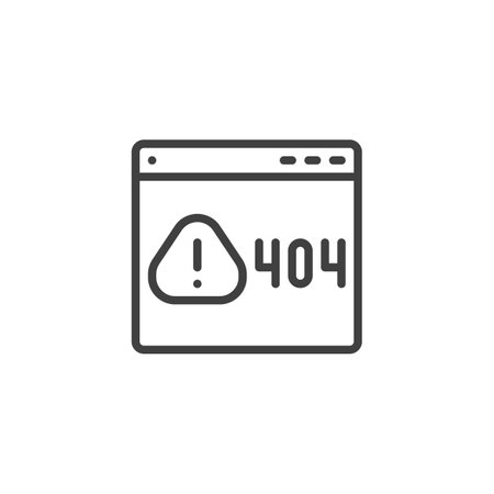 404 Error Page line icon. linear style sign for mobile concept and web design. A browser window with...
