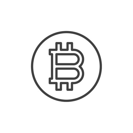 Bitcoin coin line icon. linear style sign for mobile concept and web design. Bitcoin cryptocurrency outline vector icon. Symbol, logo illustration. Vector graphicsのイラスト素材