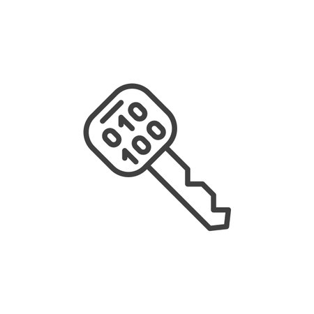 Private Key line icon. linear style sign for mobile concept and web design. A key with binary code outline vector icon. Symbol, logo illustration. Vector graphicsのイラスト素材