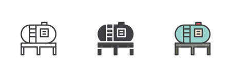 Water tank or a water tower different style icon set. Line, glyph and filled outline colorful version, outline and filled vector sign. Symbol, logo illustration. Vector graphicsのイラスト素材