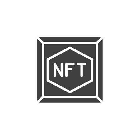 NFT vector icon. filled flat sign for mobile concept and web design. NFT glyph icon. Non-fungible token symbol, logo illustration. Vector graphicsのイラスト素材