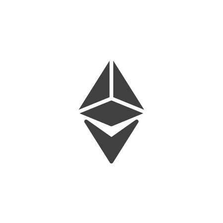 Ethereum blockchain vector icon. filled flat sign for mobile concept and web design. Ethereum glyph icon. Symbol, logo illustration. Vector graphicsのイラスト素材