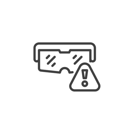 Eye Protection Required line icon. linear style sign for mobile concept and web design. Safety glasses with a warning triangle outline vector icon. Mandatory eye safety symbol, logo illustrationのイラスト素材