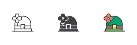 Leprechaun party hat with clover different style icon set. Line, glyph and filled outline colorful version, outline and filled vector sign. Symbol, logo illustration. Vector graphicsのイラスト素材