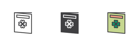 St Patricks Day greeting card different style icon set. Line, glyph and filled outline colorful version, outline and filled vector sign. Symbol, logo illustration. Vector graphicsのイラスト素材