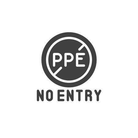 Restricted PPE area compliance vector icon. filled flat sign for mobile concept and web design. No PPE No Entry glyph icon. Symbol, logo illustration. Vector graphicsのイラスト素材