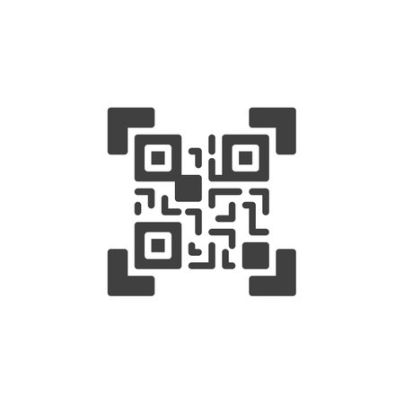 Square QR code vector icon. filled flat sign for mobile concept and web design. QR Code Scan glyph...