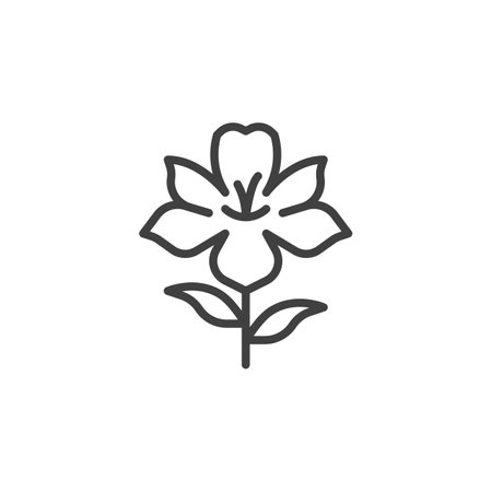 Easter Lily line icon. linear style sign for mobile concept and web design. Lily flower outline vector icon. Symbol, logo illustration. Vector graphicsのイラスト素材
