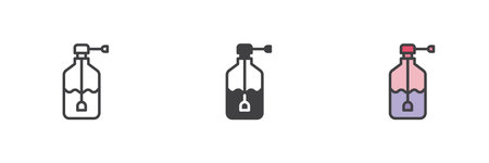 Soap dispenser different style icon set. Line, glyph and filled outline colorful version, outline and filled vector sign. Symbol, logo illustration. Vector graphicsのイラスト素材