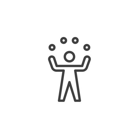 Multitasking line icon. linear style sign for mobile concept and web design. A person juggling multiple tasks outline vector icon. Symbol, logo illustration. Vector graphicsのイラスト素材