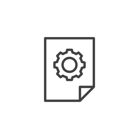 Sustainable Practices line icon. linear style sign for mobile concept and web design. Document with a gear inside outline vector icon. Symbol, logo illustration. Vector graphicsのイラスト素材