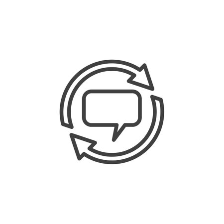 Feedback Loop line icon. linear style sign for mobile concept and web design. Circular arrow with a speech bubble outline vector icon. Symbol, logo illustration. Vector graphicsのイラスト素材