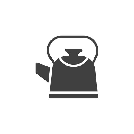 A large kettle with a spout vector icon. filled flat sign for mobile concept and web design. Tea Kettle glyph icon. Symbol, logo illustration. Vector graphicsのイラスト素材