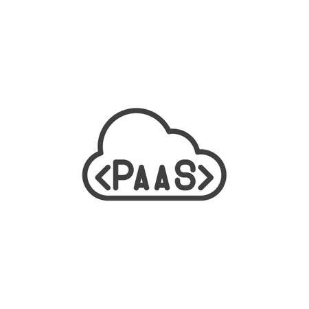 PaaS line icon. linear style sign for mobile concept and web design. A cloud with code brackets...