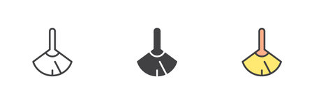 Hand broom or small brush different style icon set. Line, glyph and filled outline colorful version, outline and filled vector sign. Symbol, logo illustration. Vector graphicsのイラスト素材