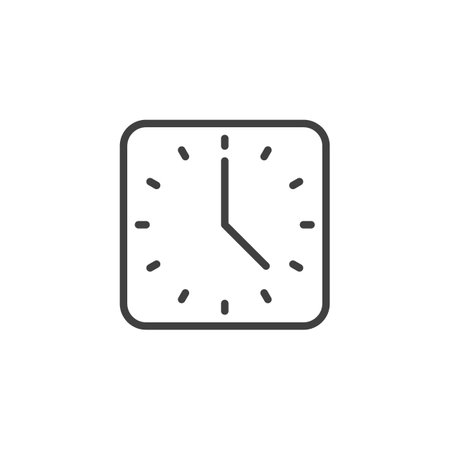 Square clock line icon. linear style sign for mobile concept and web design. A clock inside a square...