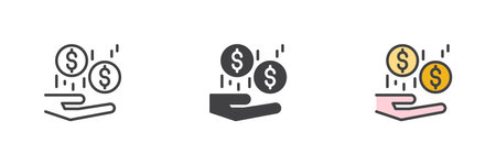 Cashback or Rewards different style icon set. Line, glyph and filled outline colorful version,...