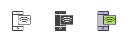 NFC payment different style icon set. Line, glyph and filled outline colorful version, outline and...