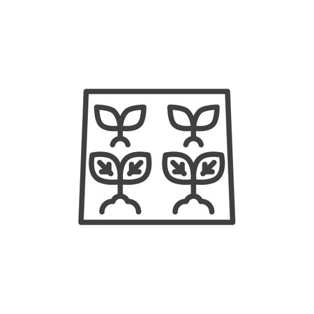 Young plants in a row line icon. linear style sign for mobile concept and web design. Growing plants outline vector icon. Symbol, logo illustration. Vector graphicsのイラスト素材