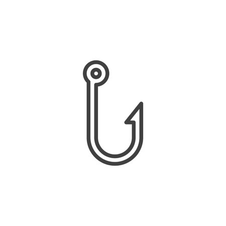 Fishing hook line icon. linear style sign for mobile concept and web design. Fishing rod hook...